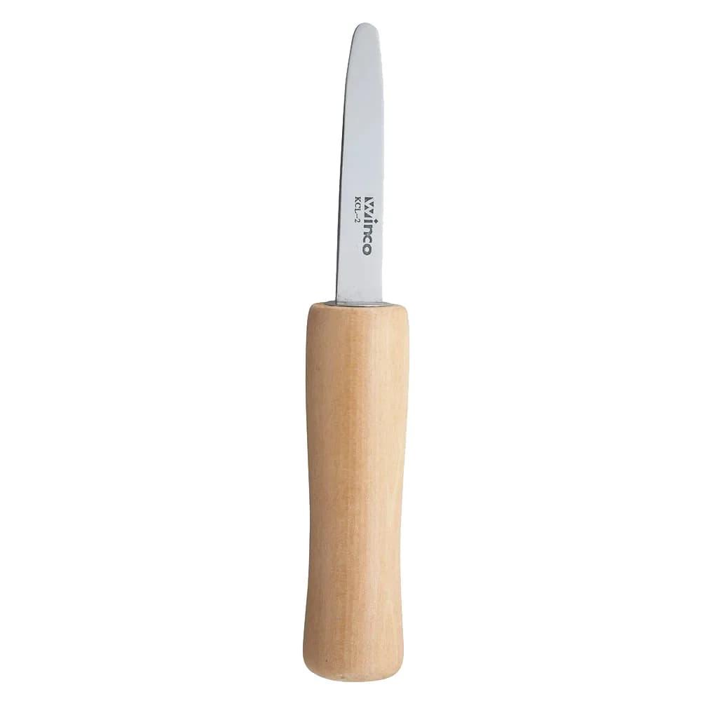 Winco KCL-2 Oyster Clam Knife w/ 2 7/8" Blade & Wooden Handle