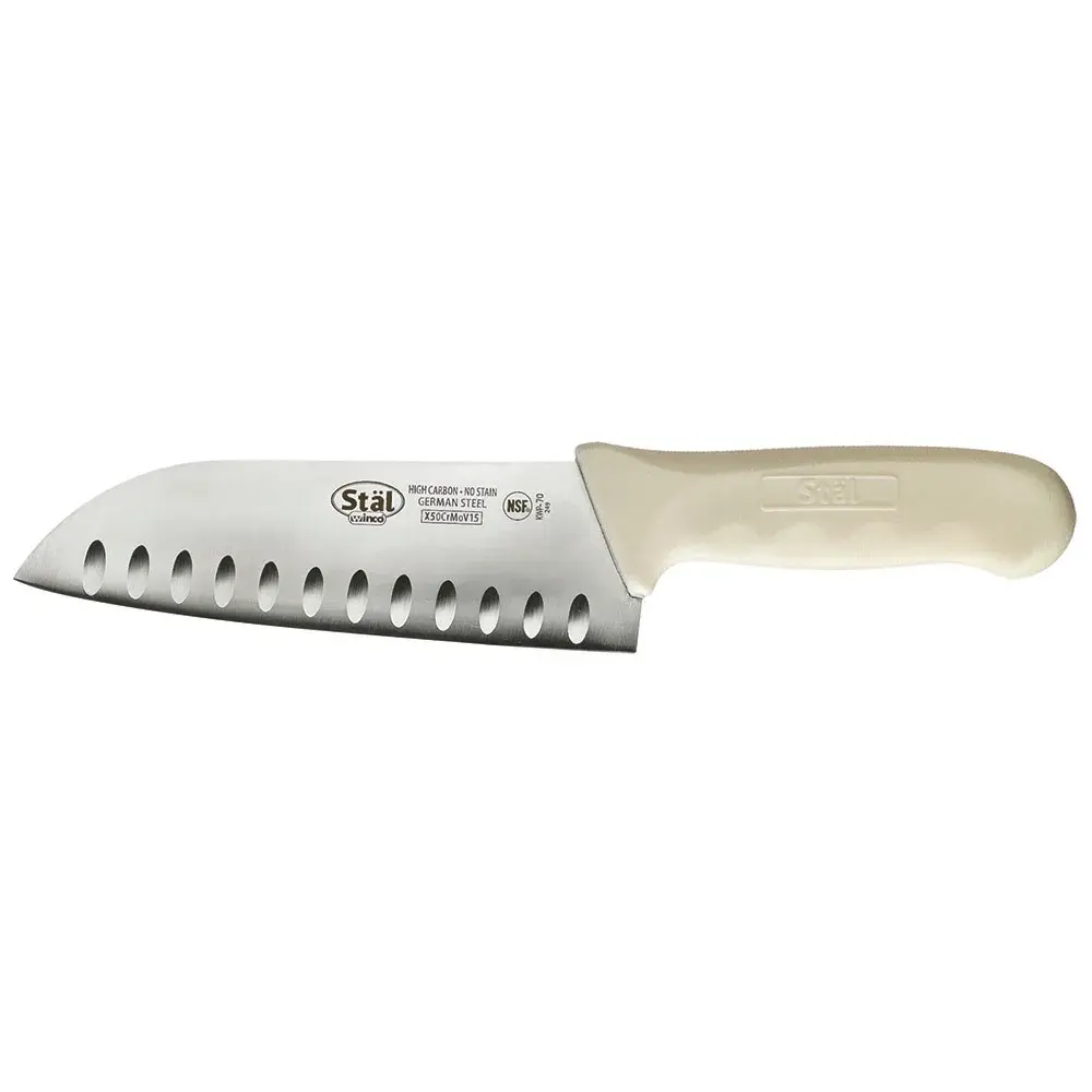 Winco KWP-70 7" Santoku Knife w/ High Carbon Steel Blade & White Poly Handle Write a Review!KaTom #: 080-KWP70 • MPN: KWP-70