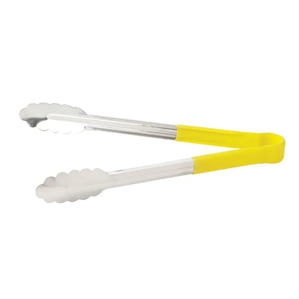 Winco UTPH-16Y 16"L Stainless Utility Tongs, Yellow