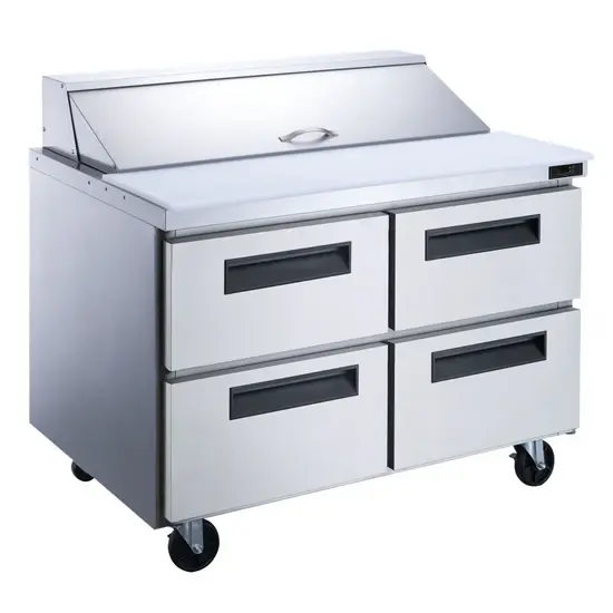 DSP36-10-D4 4-Drawer Commercial Food Prep Table Refrigerator in Stainless Steel