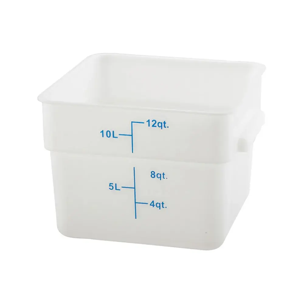 Winco PESC-12 12 qt Square Food Storage Container, Polypropylene, White