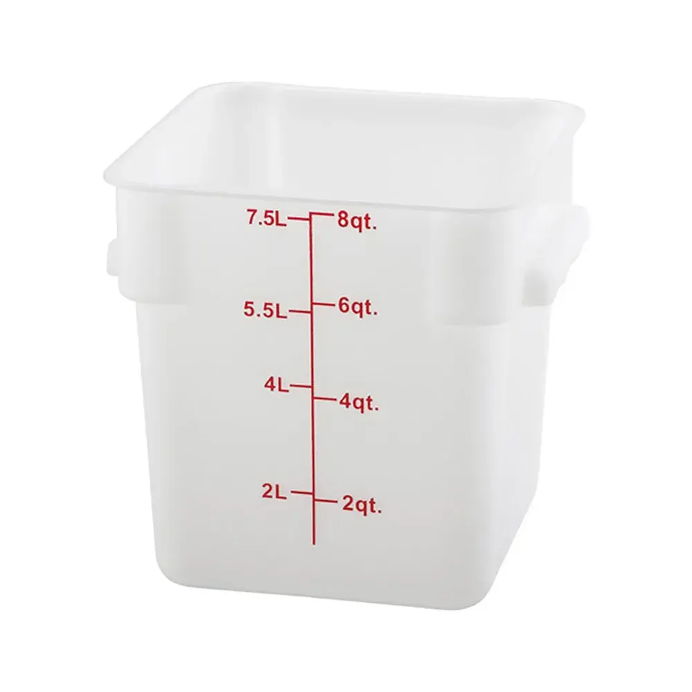 Winco PESC-8 8 qt Square Food Storage Container, Polypropylene, White