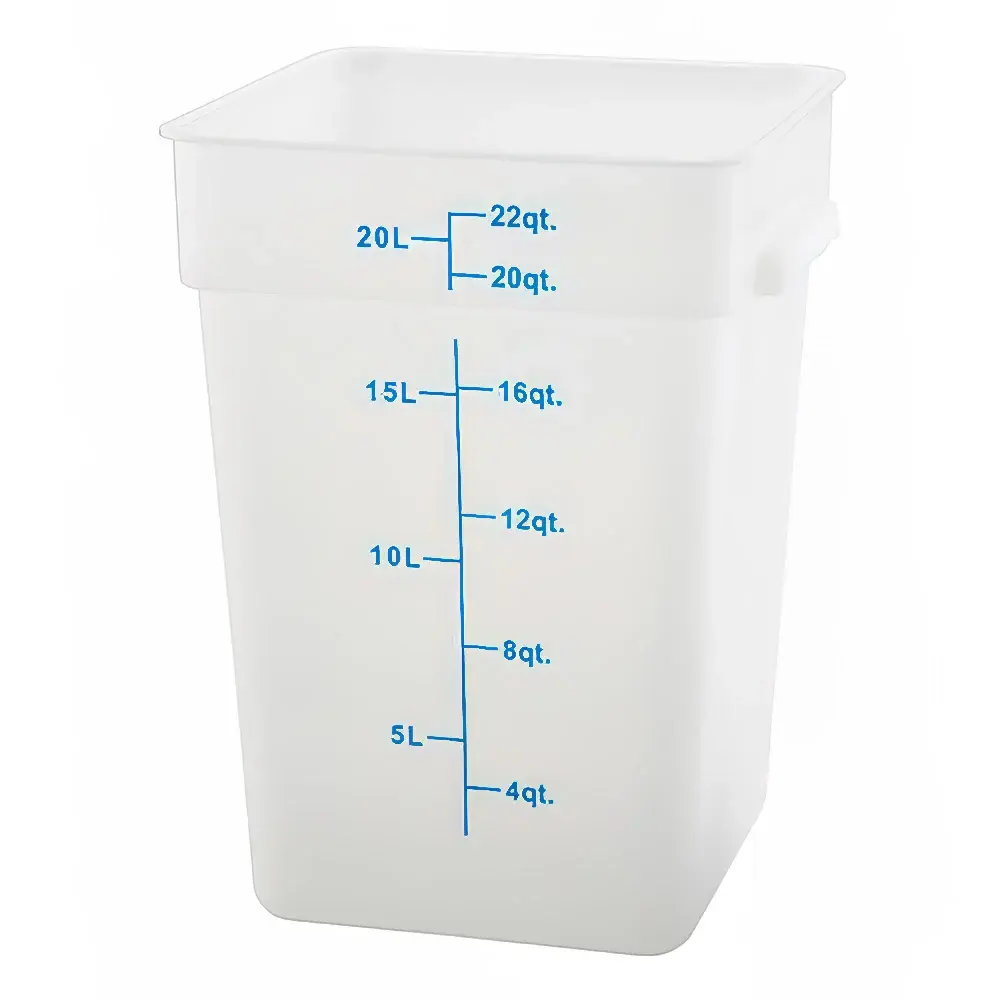 Winco PESC-22 22 qt Square Food Storage Container, Polypropylene, White