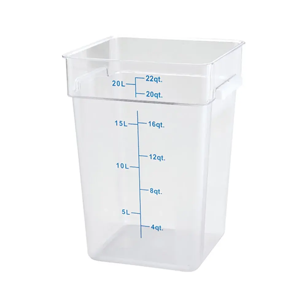 Winco PCSC-22C 22 qt Square Food Storage Container, Polycarbonate, Clear