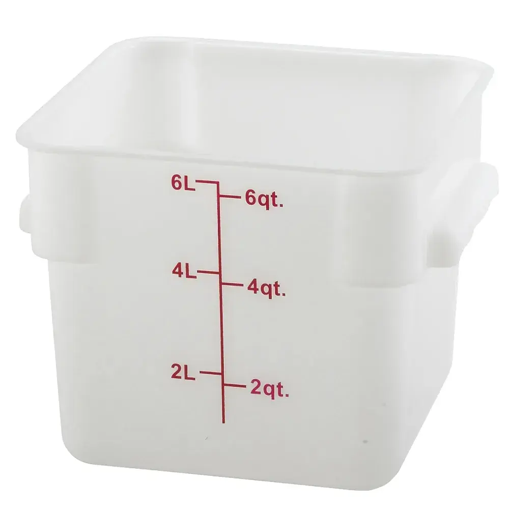 Winco PESC-6 6 qt Square Food Storage Container - White