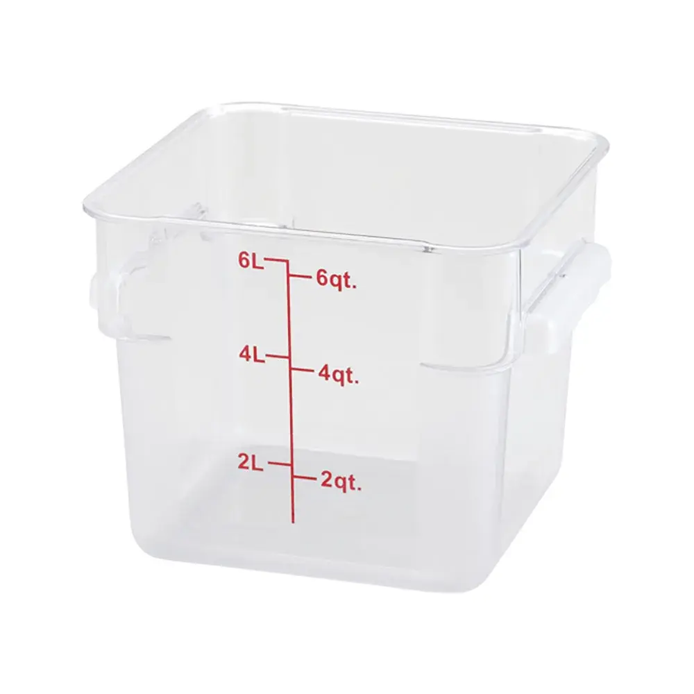 Winco PCSC-6C 6 qt Square Food Storage Container, Polycarbonate, Clear