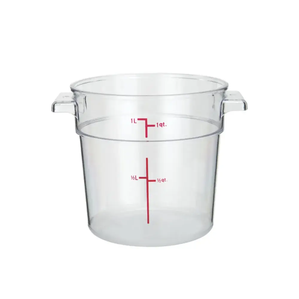Winco PCRC-1 1 qt Round Storage Container - Polycarbonate, Clear