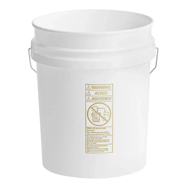 BWAY 5 Gallon White 90 Mil Thickness Round Pail with Metal Handle - 10/Case