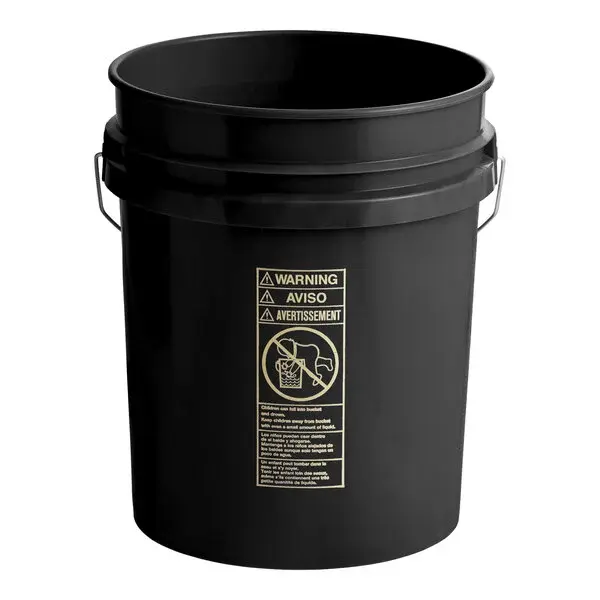 BWAY 5 Gallon Black 90 Mil Thickness Round Pail with Metal Handle - 10/Case