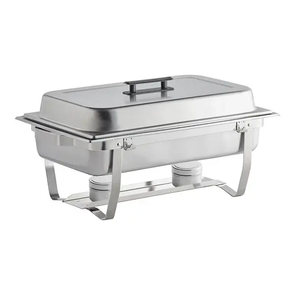 Choice Economy 8 Qt. Full Size Stainless Steel Chafer with Folding Frame - 3/Case