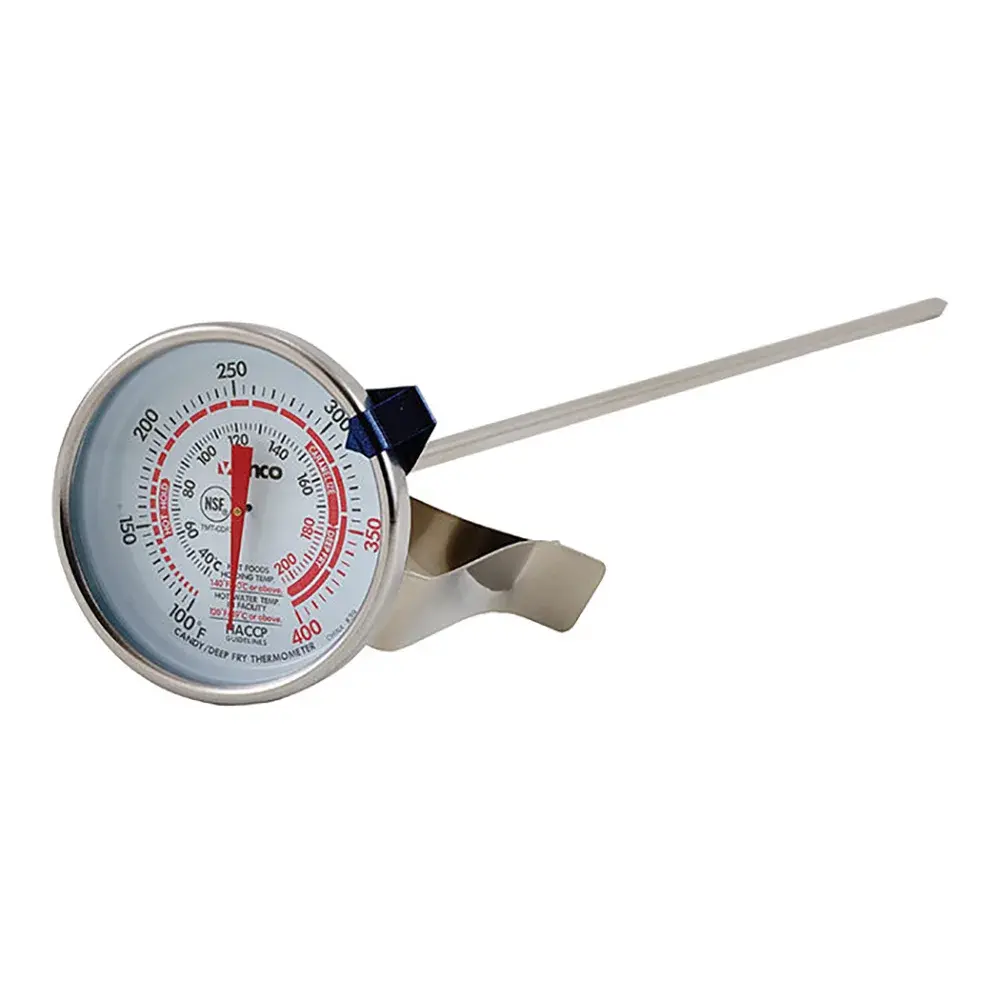 Winco TMT-CDF3 Dial Type Candy Deep Fry Thermometer w/ 100 to 400 Temperature Range
