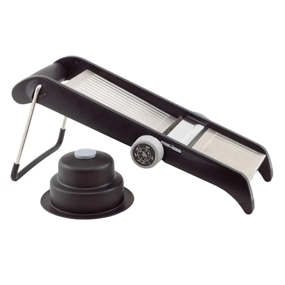 Winco MDL-4P Mandoline Slicer Set w/ (4) Slice Setting - Stainless Steel Blades, Plastic Frame, Black