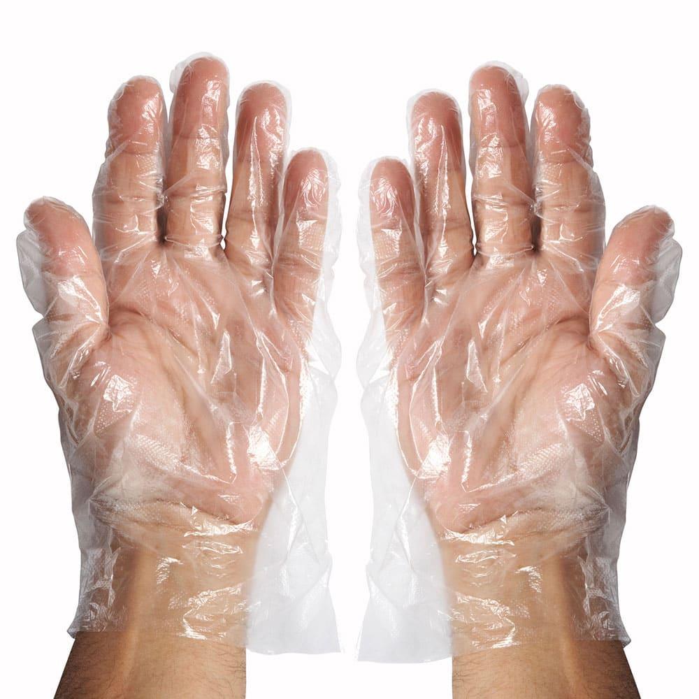 Winco GLP-M 500 Disposable Textured Glove, Size Medium, Polyethylene