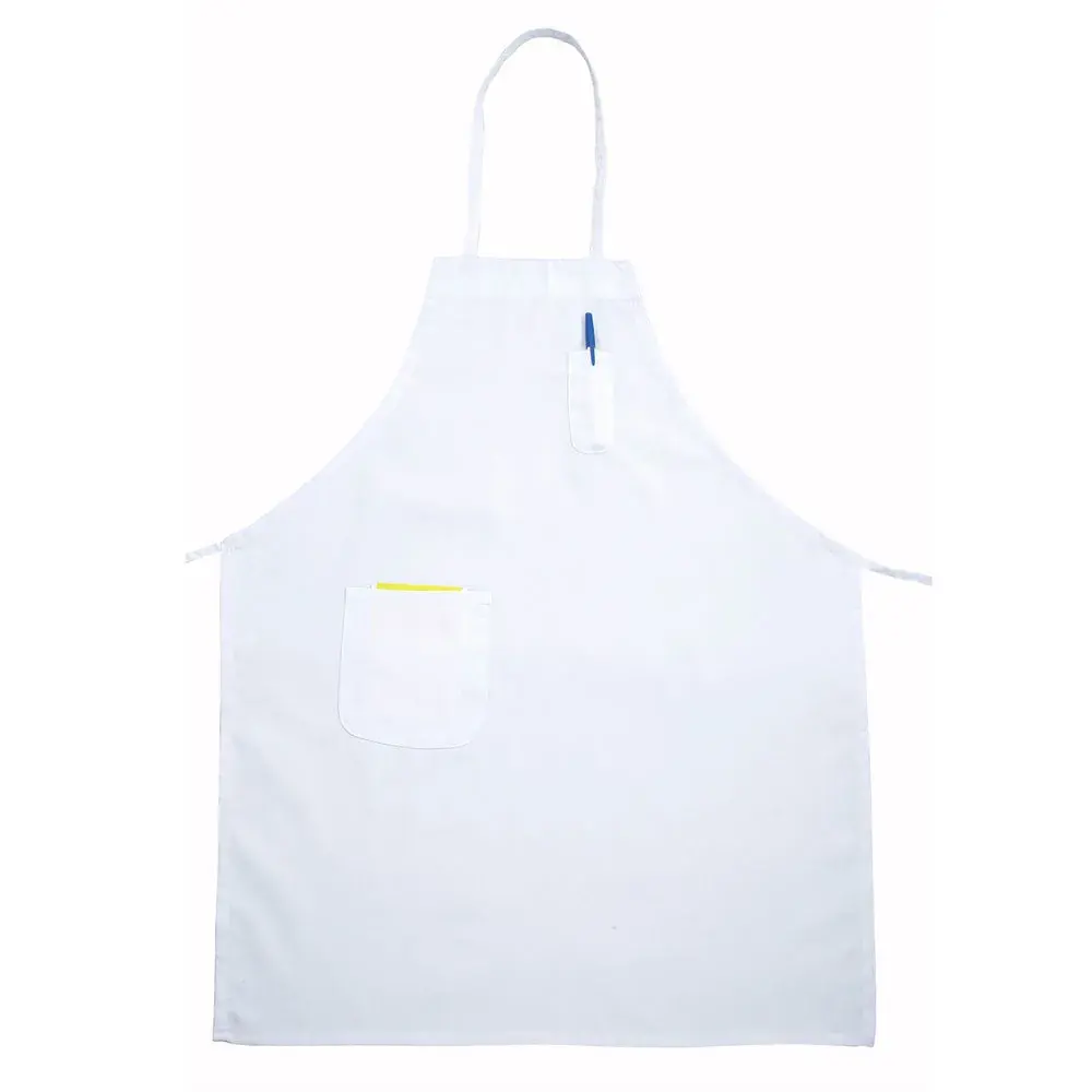 Winco BA-PWH Bib Apron w/ Pocket, 33" x 26", White