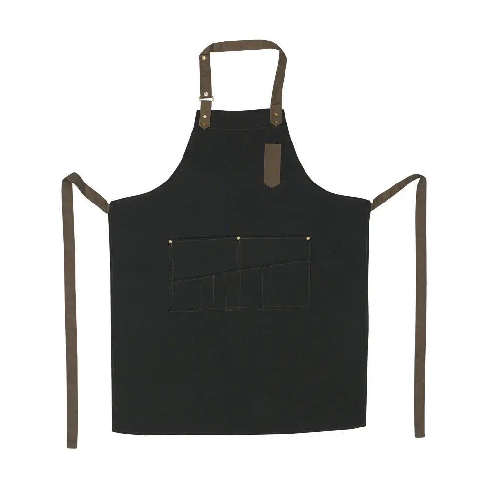 Winco BA-3327K Full Length Bib Apron w/ (9) Pockets - 33" x 27", Poly/Cotton, Black