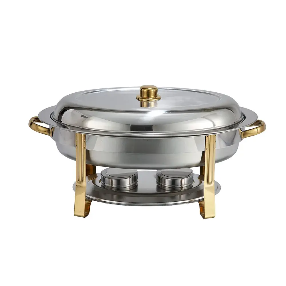 Winco 202 Oval Chafer w/ Lift-off Lid & Chafing Fuel Heat