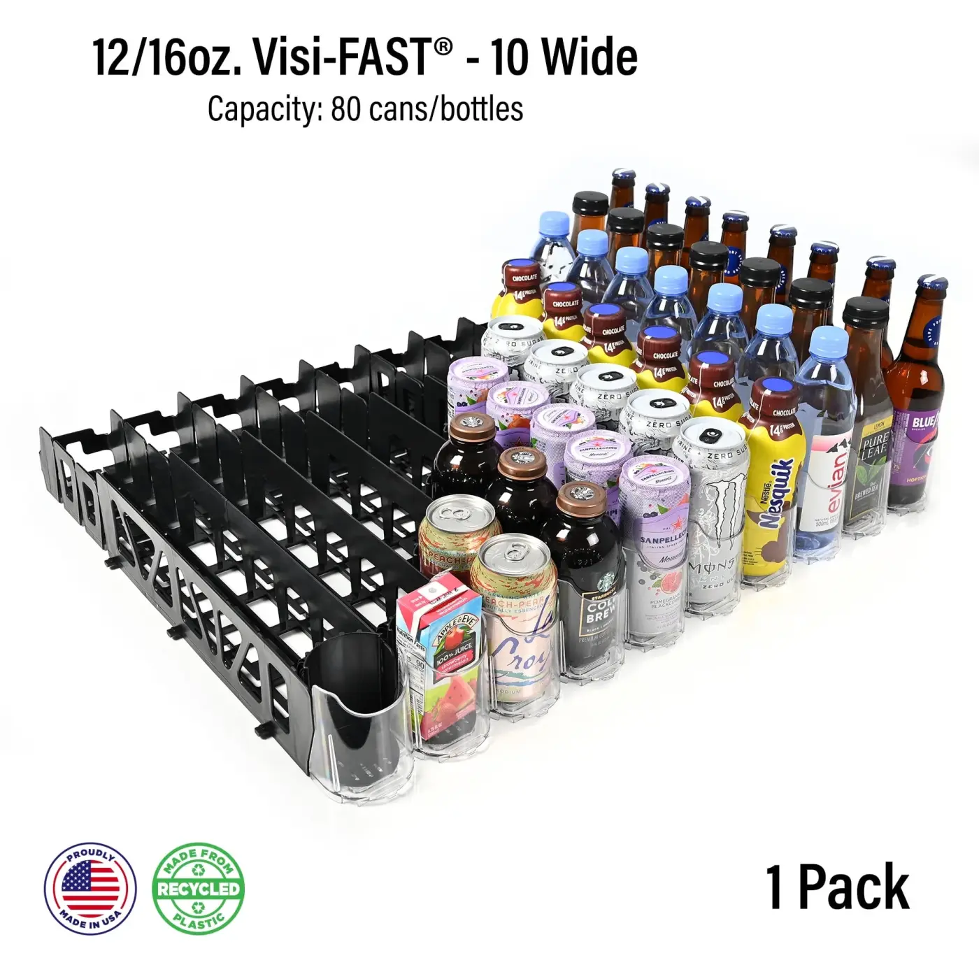Display Technologies Visi-Fast Plastic 50-Can Capacity Push Glide Beverage Dispenser, 2 Pack