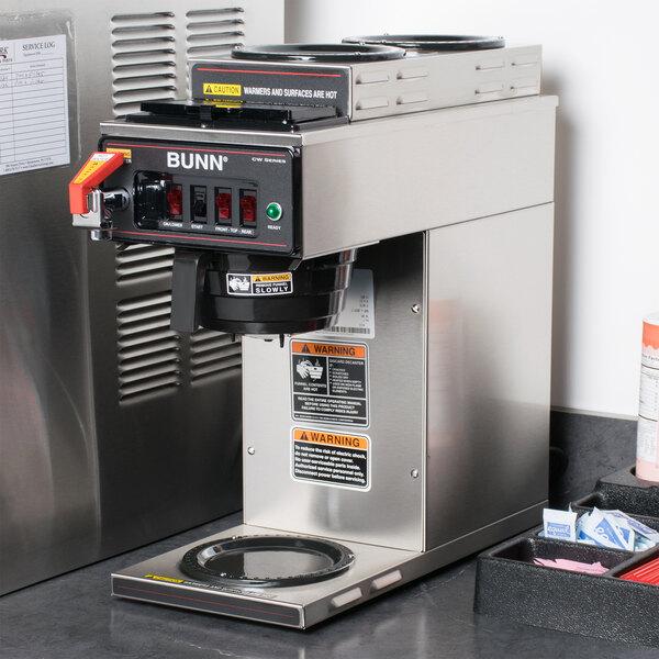 Bunn 12950.0213 CWTF15-3 Automatic 12 Cup Coffee Brewer with 2 Upper Warmers, 1 Lower Warmer, and Plastic Funnel - 120V