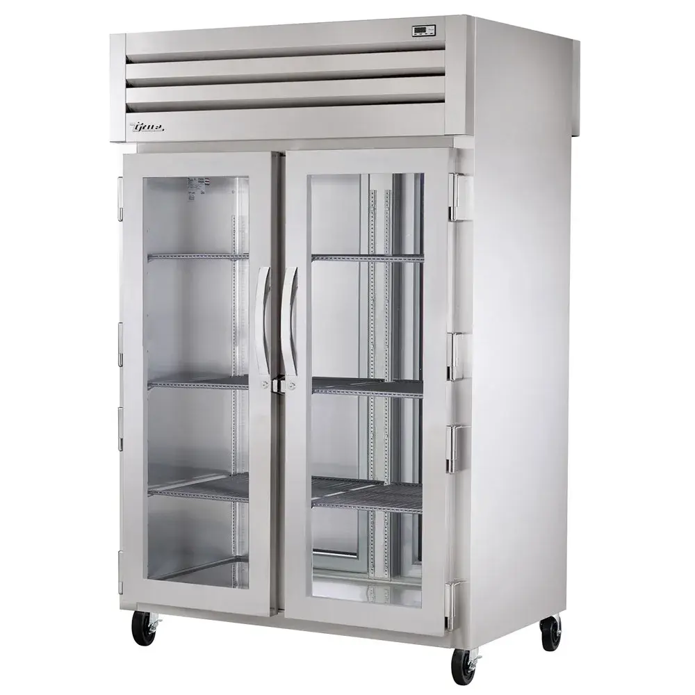 True STA2RPT-2G-2S-HC 52 3/5" Two Section Pass Thru Refrigerator, (4) Left/Right Hinge Glass Doors, 115v