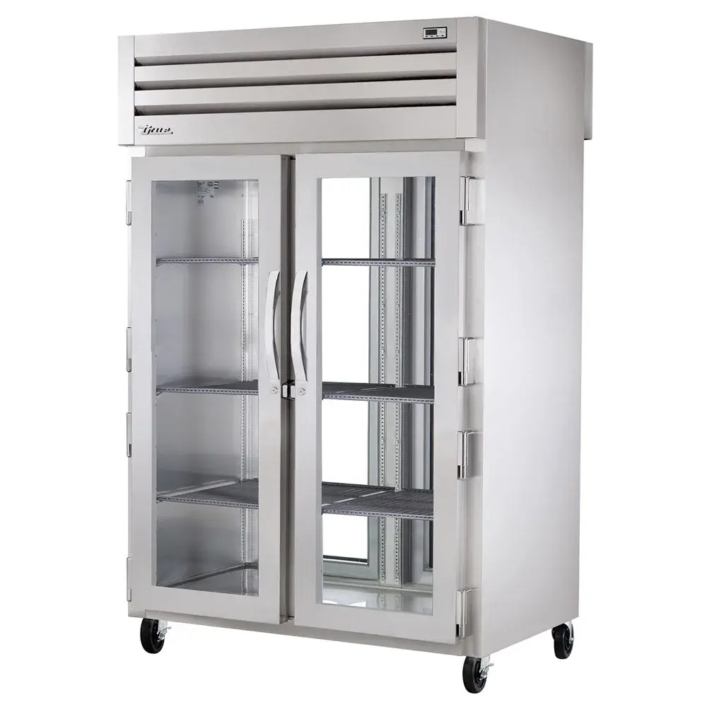 True STA2RPT-2G-2G-HC 52 3/5" Two Section Pass Thru Refrigerator, (4) Left/Right Hinge Glass Doors, 115v