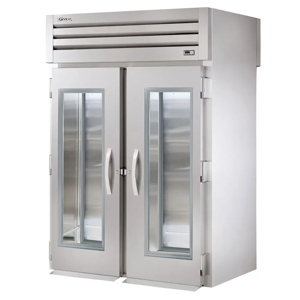 True STR2RRT-2G-2S-HC 68" Two Section Roll Thru Refrigerator, (4) Left/Right Hinge Glass Doors, 115v