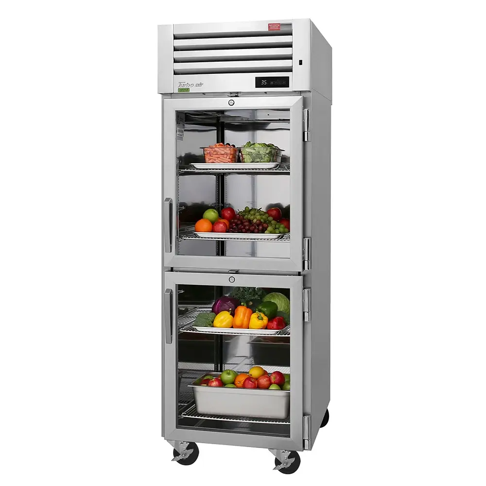 Turbo Air PRO-26-2R-G-PT-N 28 3/4" One Section Pass Thru Refrigerator, (4) Right Hinge Glass Doors, 115v