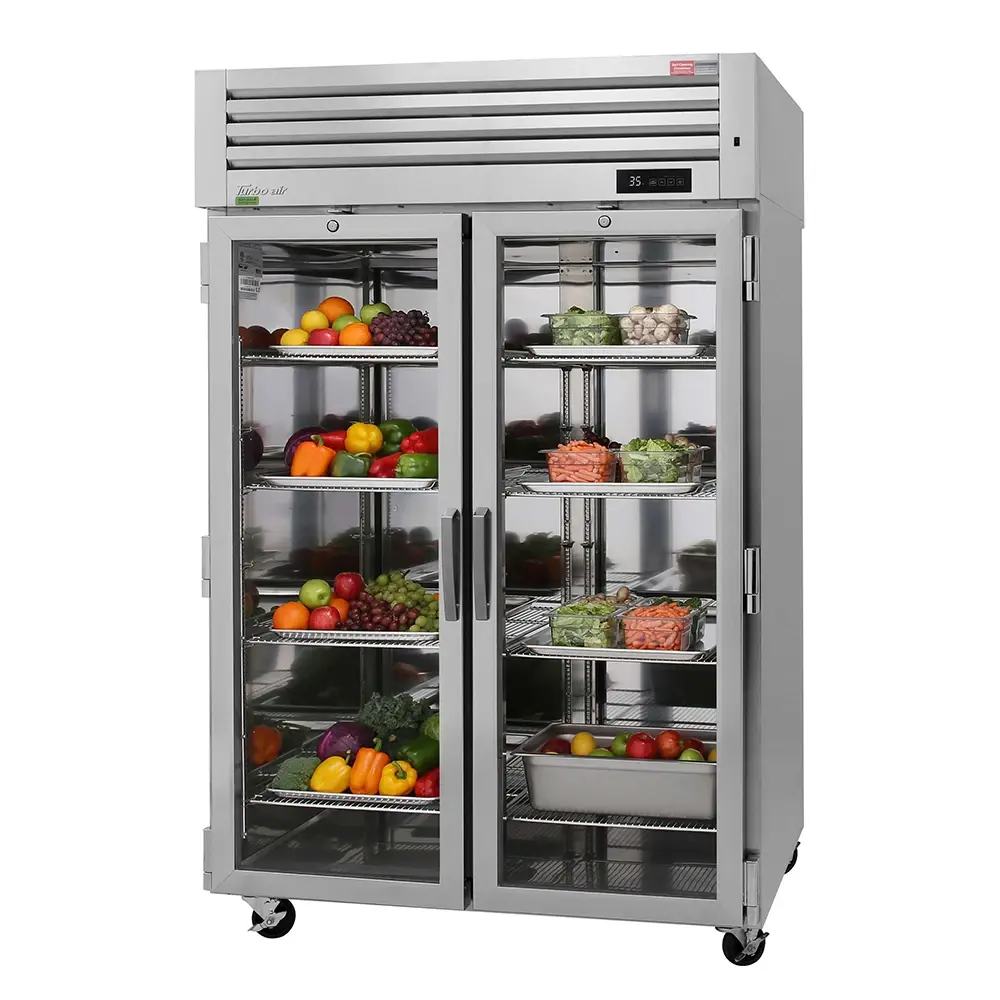 Turbo Air PRO-50R-G-N 51 3/4" Two Section Reach In Refrigerator, (2) Right Hinge Glass Doors, 115v
