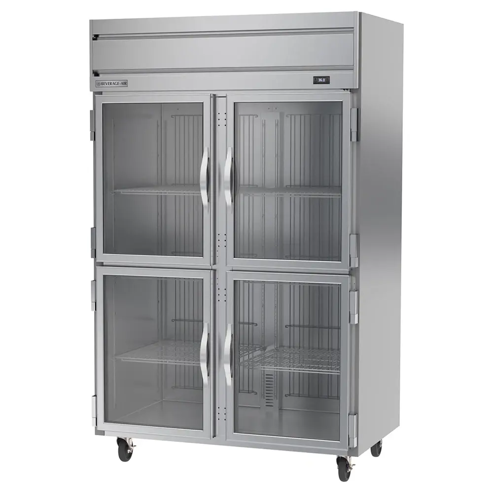Beverage-Air HRS2HC-1HG 52" Two Section Reach In Refrigerator, (4) Left/Right Hinge Glass Doors, 115v