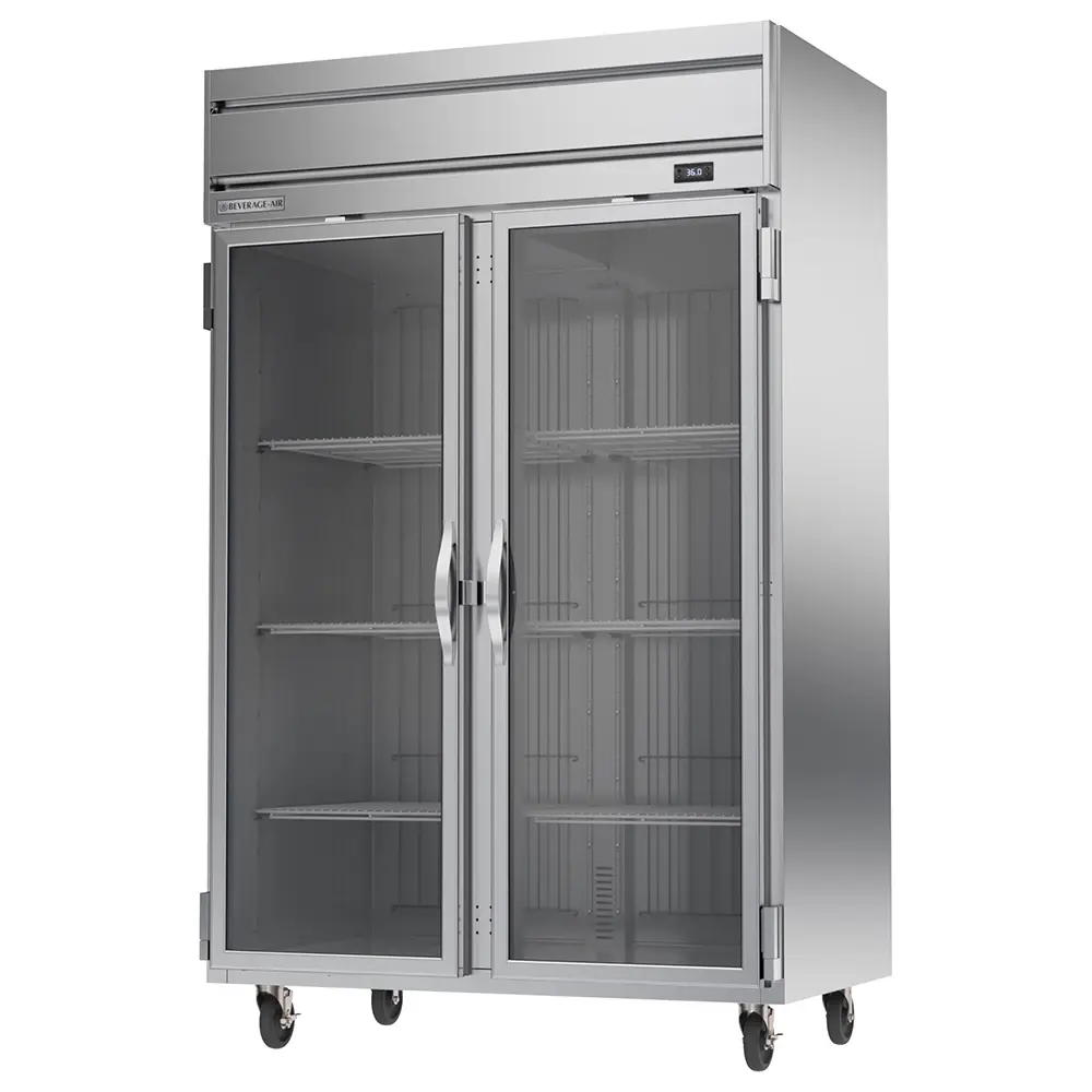 Beverage-Air HRP2HC-1G 52" Two Section Reach In Refrigerator, (2) Left/Right Hinge Glass Doors, 115v