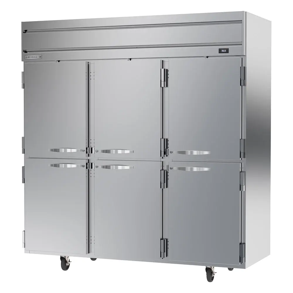 Beverage-Air HRP3HC-1HS 78" Three Section Reach In Refrigerator, (6) Left/Right Hinge Solid Doors, 115v