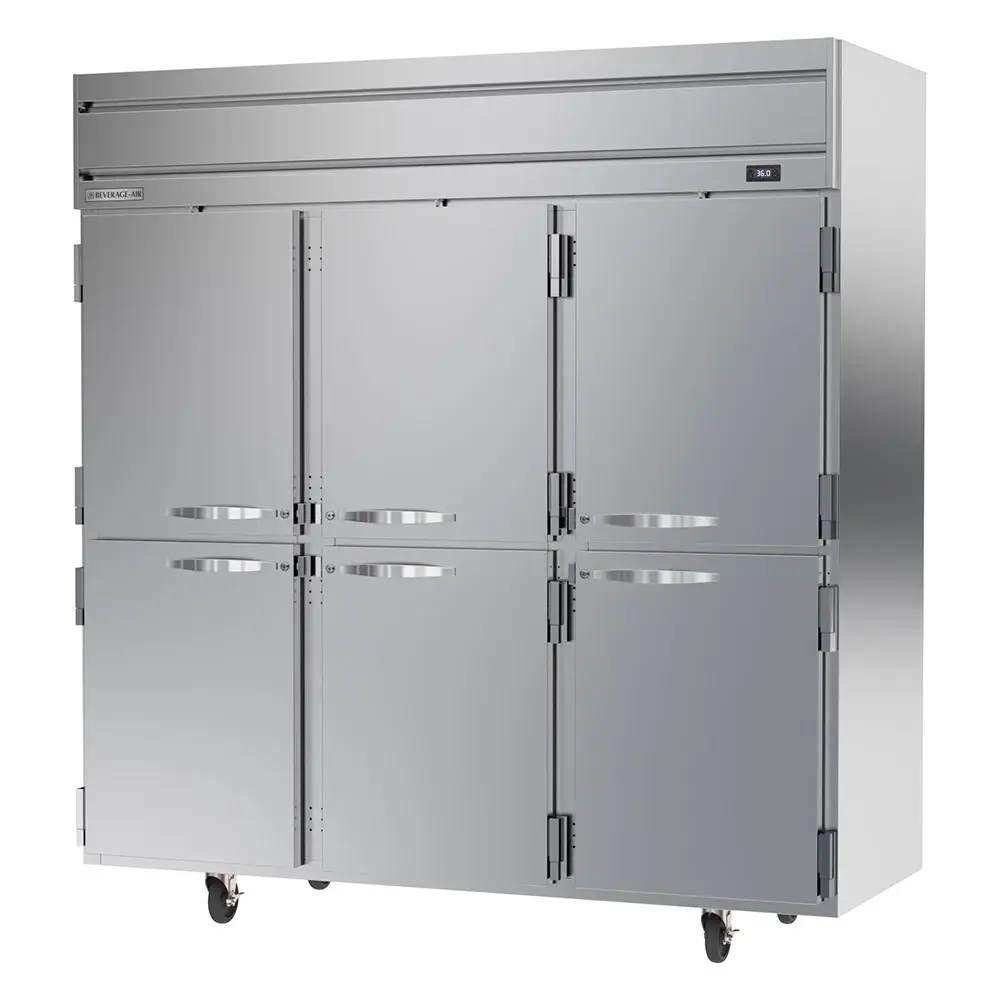 Beverage-Air HRPS3HC-1HS 78" Three Section Reach In Refrigerator, (6) Left/Right Hinge Solid Doors, 115v