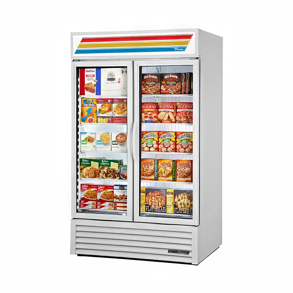 True GDM-43F-HC~TSL01 47 1/8" Two Section Display Freezer w/ Swing Doors - Bottom Mount Compressor, White, 115v