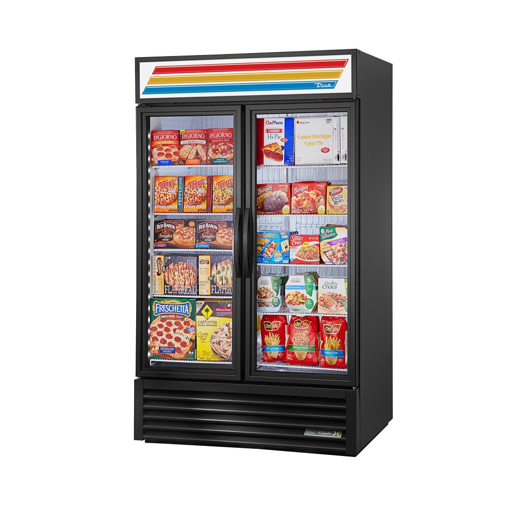 True GDM-43F-FLX-HC~TSL01 47 1/8" GDM Series Two Section Glass Door Merchandiser - (2) Left/Right Hinge Doors, Black, 115v