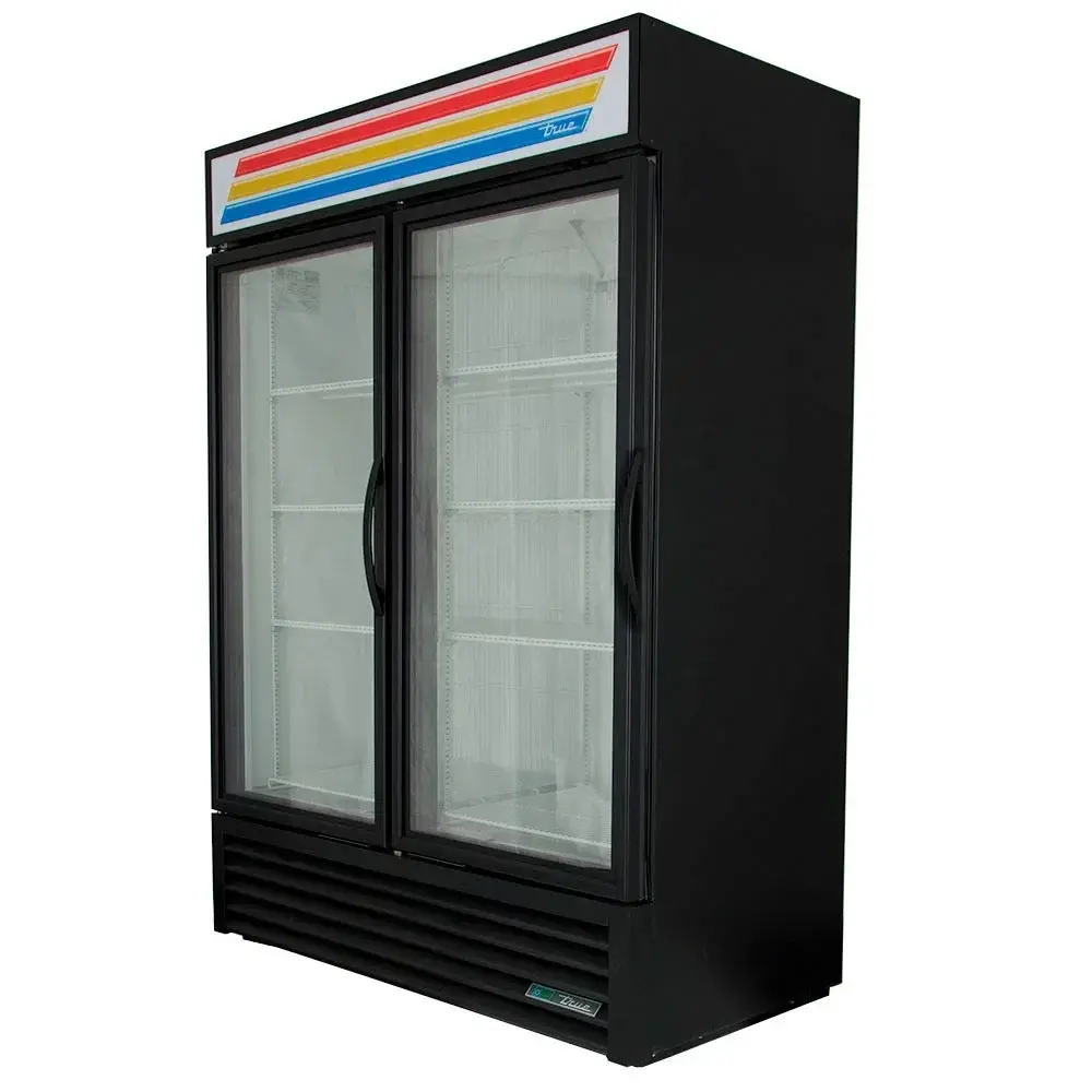 True GDM-49F-HC~TSL01 54 1/8" Two Section Display Freezer w/ Right Hinged Swing Doors-Bottom Mount Compressor, Black, 115v