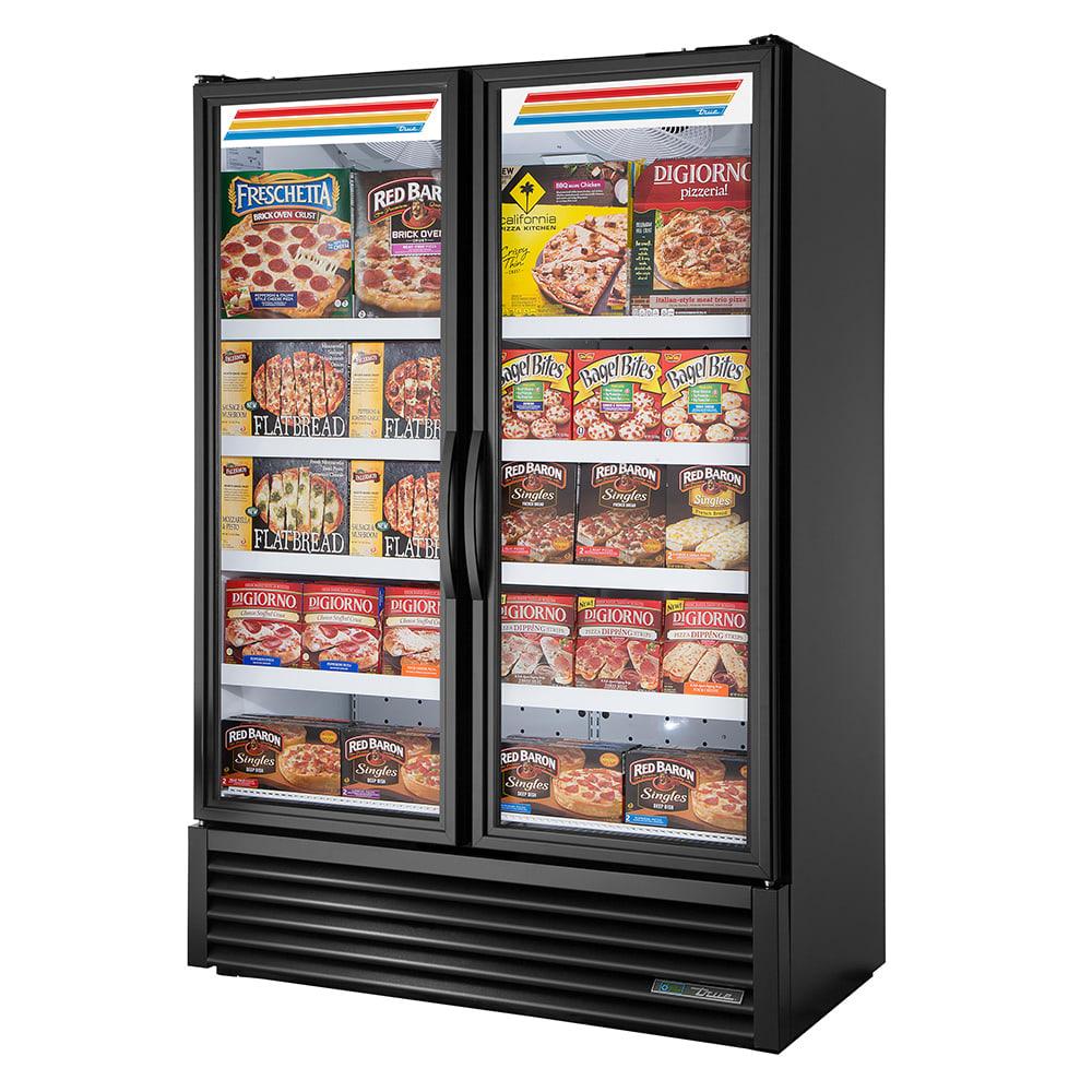 True FLM-54F~TSL01 53 7/8" Two Section Display Freezer w/ Swing Doors - Bottom Mount Compressor, Black, 115v