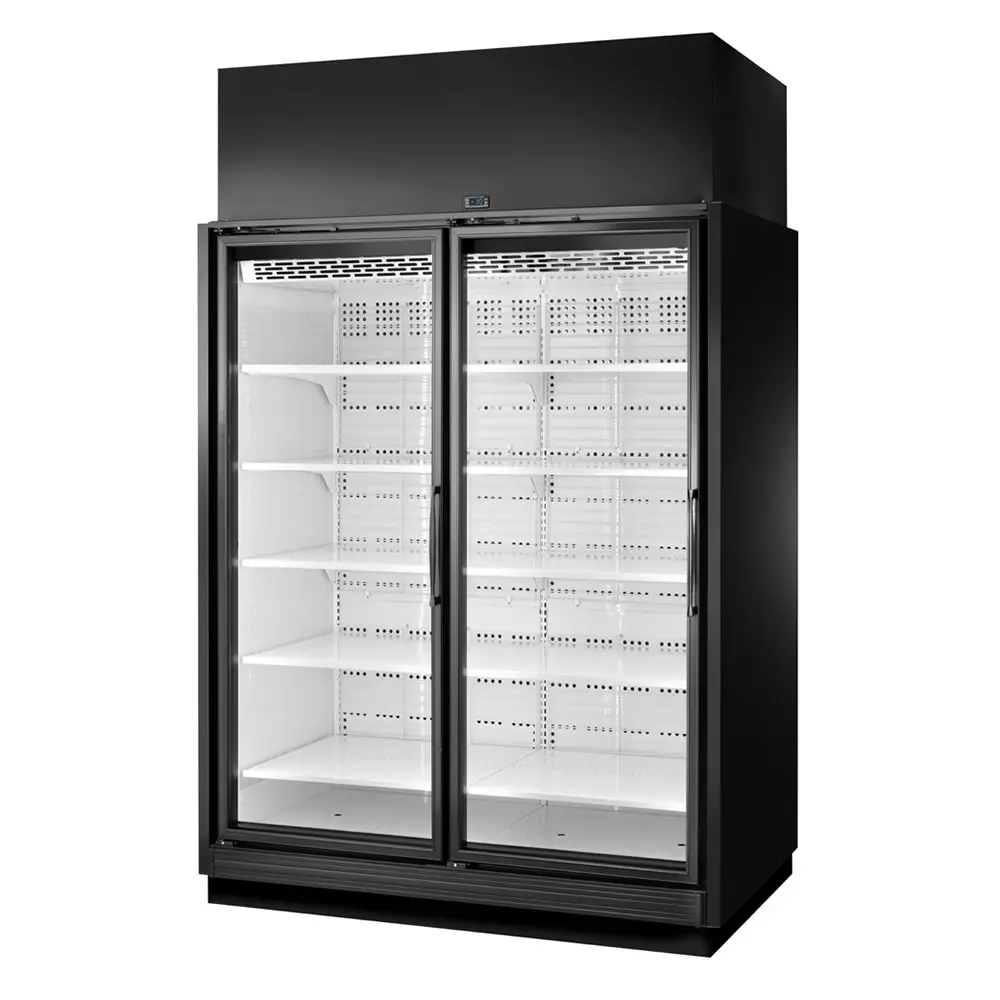 True TRM2L-BLK-WHT-1BLKLL-NY-4 66 1/2" Two Section Supermarket Display Freezer, (2) Left Hinge Doors, Black, 208-240v