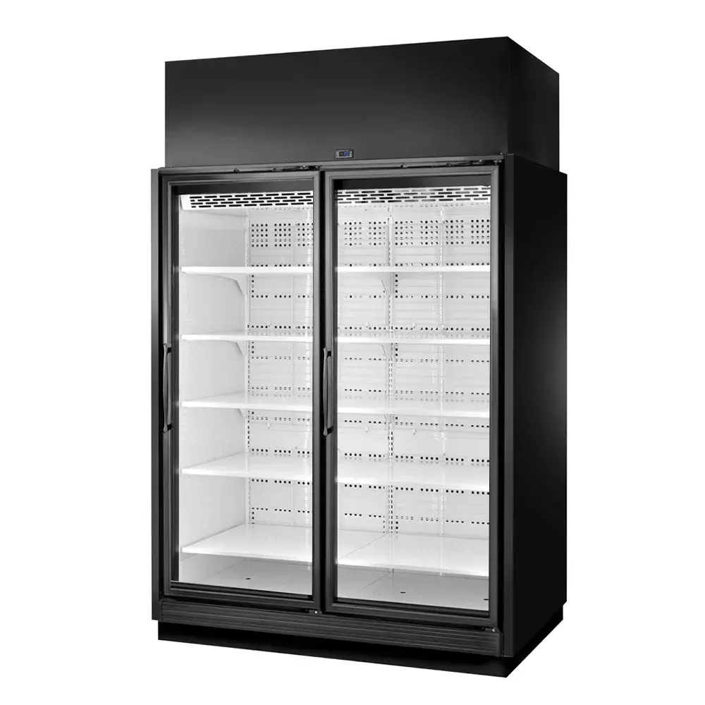 True TRM2L-BLK-WHT-1BLKRR-NN-4 67 1/2" Two Section Supermarket Display Freezer, (2) Right Hinge Doors, Black, 208-240v