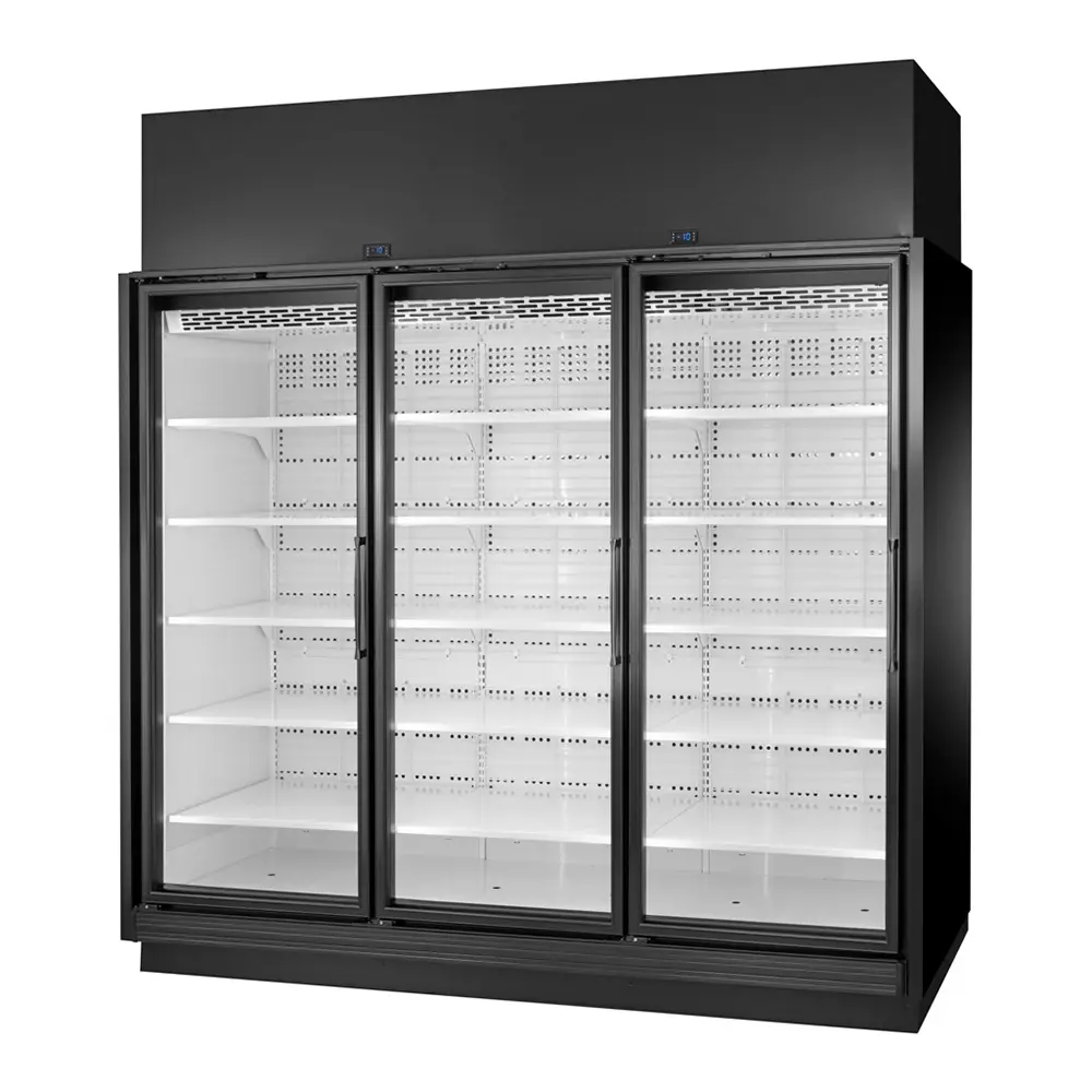 True TRM3L-BLK-WHT-1BLKLLL-YY-4 96" Three Section Supermarket Display Freezer, (3) Left Hinge Doors, Black, 208-240v
