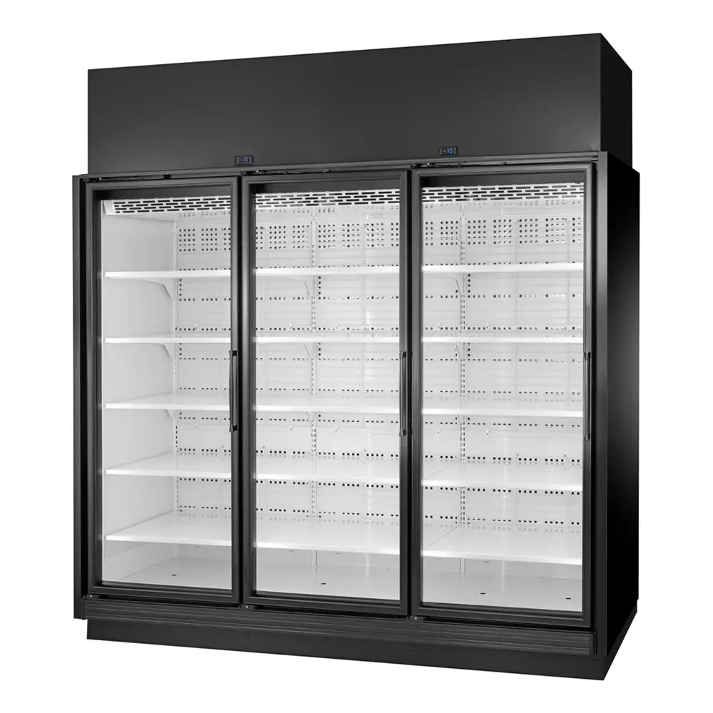 True TRM3L-BLK-WHT-1BLKLLL-NN-4 98" Three Section Supermarket Display Freezer, (3) Left Hinge Doors, Black, 208-240v