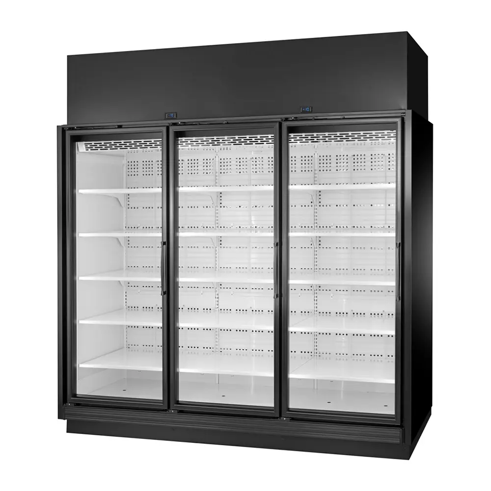 True TRM3L-BLK-WHT-1BLKLLL-NY-4 97" Three Section Supermarket Display Freezer, (3) Left Hinge Doors, Black, 208-240v