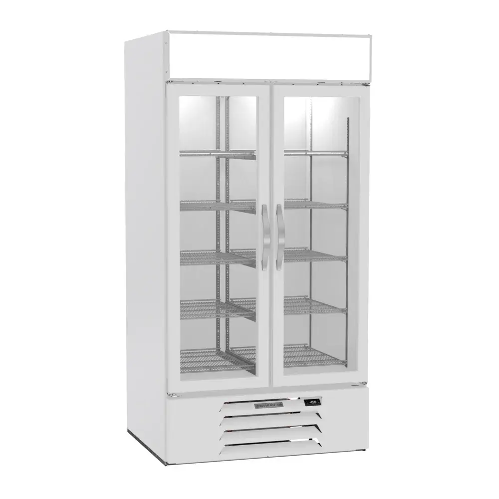 Beverage-Air MMF35HC-1-W 39 1/2" Two Section Display Freezer w/ Swing Doors - Bottom Mount Compressor, White, 115v