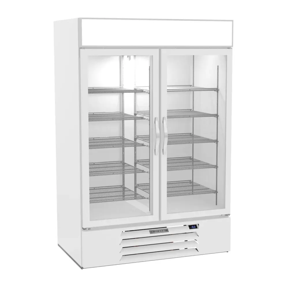 Beverage-Air MMF49HC-1-W 52" Two Section Display Freezer w/ Swing Doors - Bottom Mount Compressor, White, 115v