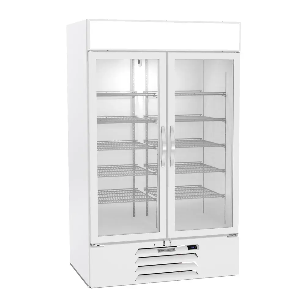 Beverage-Air MMF44HC-1-W-IQ 47" Two Section Display Freezer w/ Swing Doors - Bottom Mount Compressor, White, 115v
