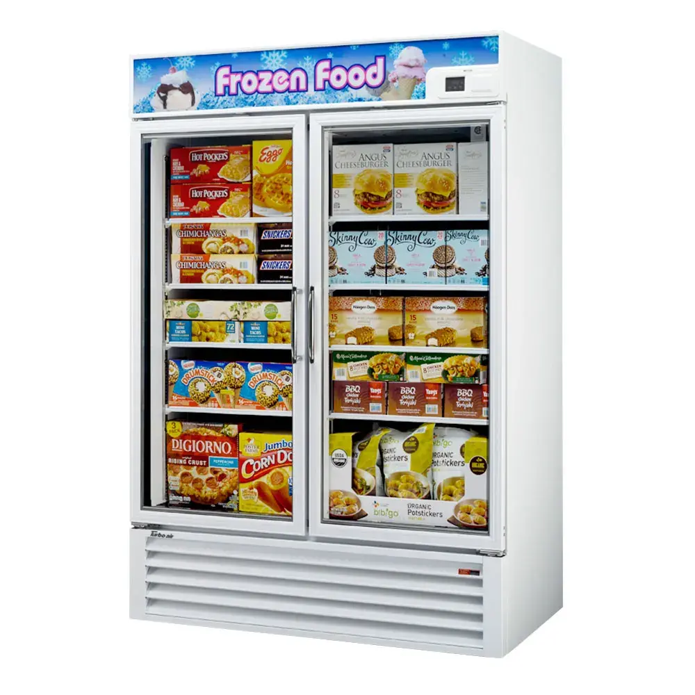 Turbo Air TGF-49F-N 54 3/8" Two Section Display Freezer w/ Swing Doors - Bottom Mount Compressor, White, 115v