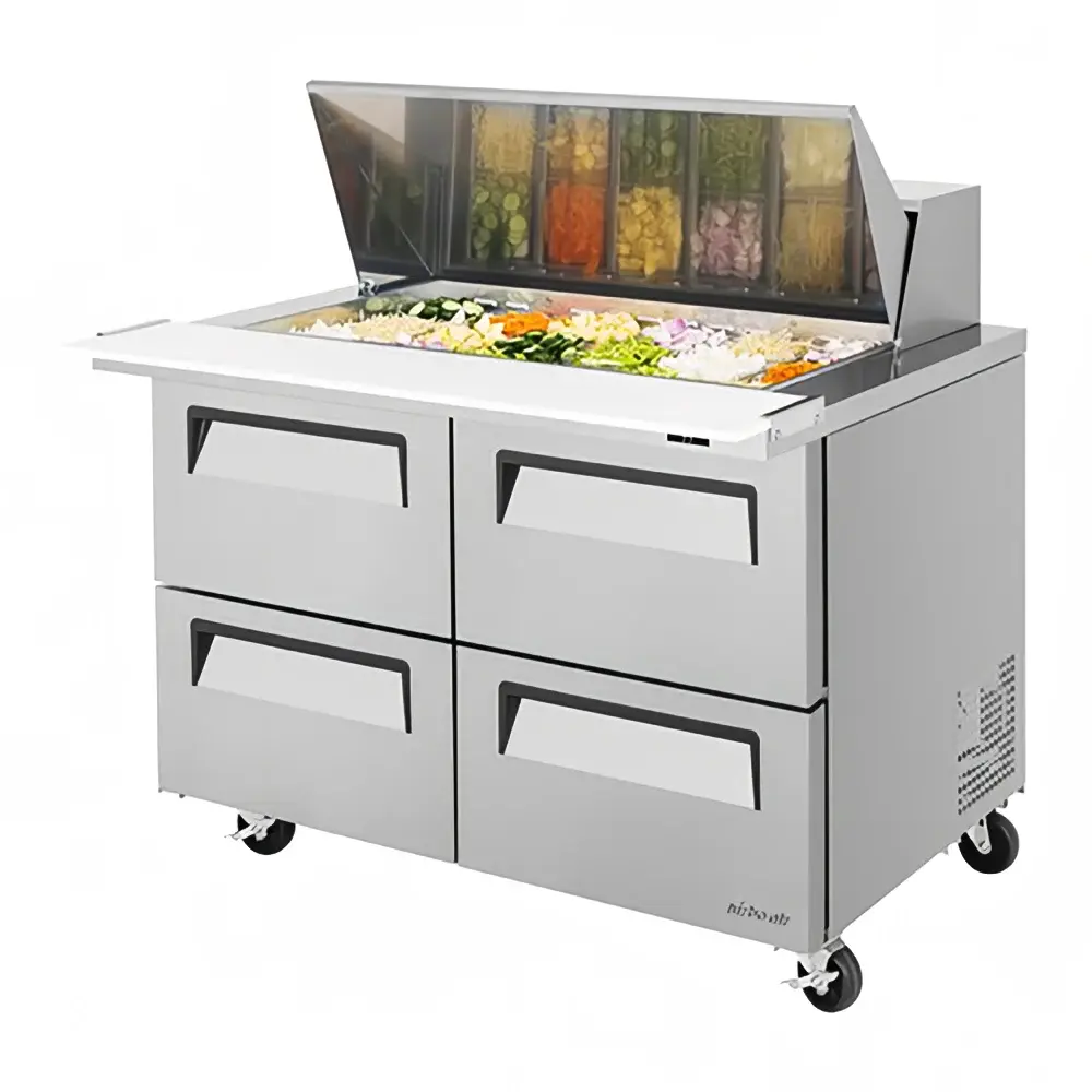 Turbo Air TST-48SD-18-D4-N 48" Super Deluxe Mega Top Sandwich/Salad Prep Table w/ Refrigerated Base, 115v