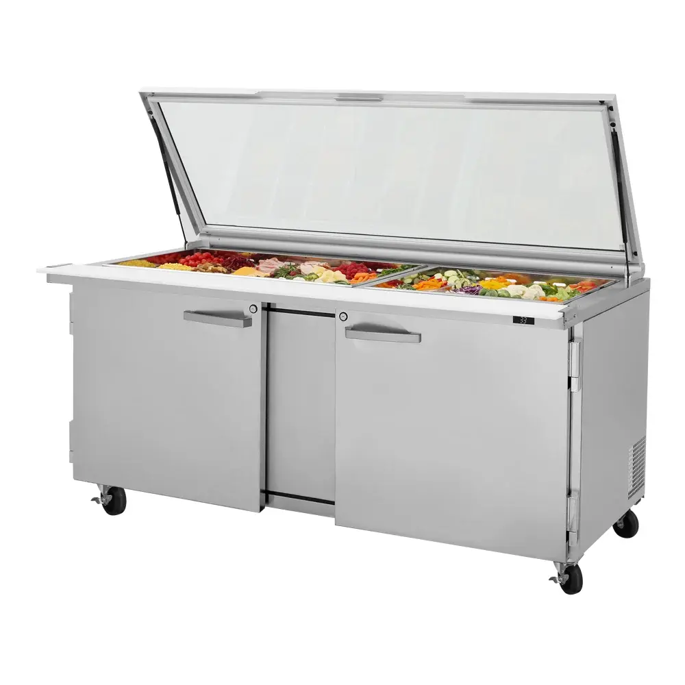 Turbo Air PST-72-30-N-GL 72 5/8" PRO Series Mega Top Sandwich/Salad Prep Table w/ Refrigerated Base, 115v