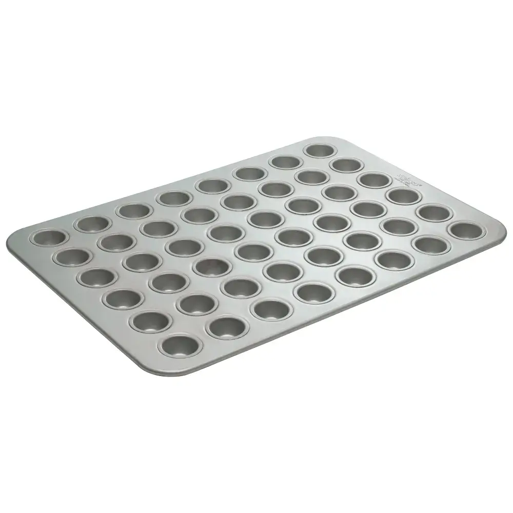 Winco HMF-48O 48 Compartment Mini Muffin Pan, Silicone Glazed Aluminized Steel