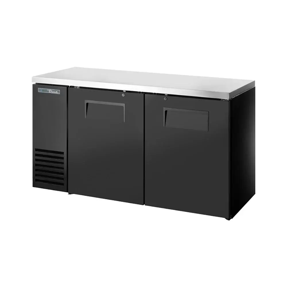 True TBB24-60-2S-Z1-SFT-B-1 60 1/8" Bar Refrigerator - 2 Swinging Solid Doors, Black, 115v