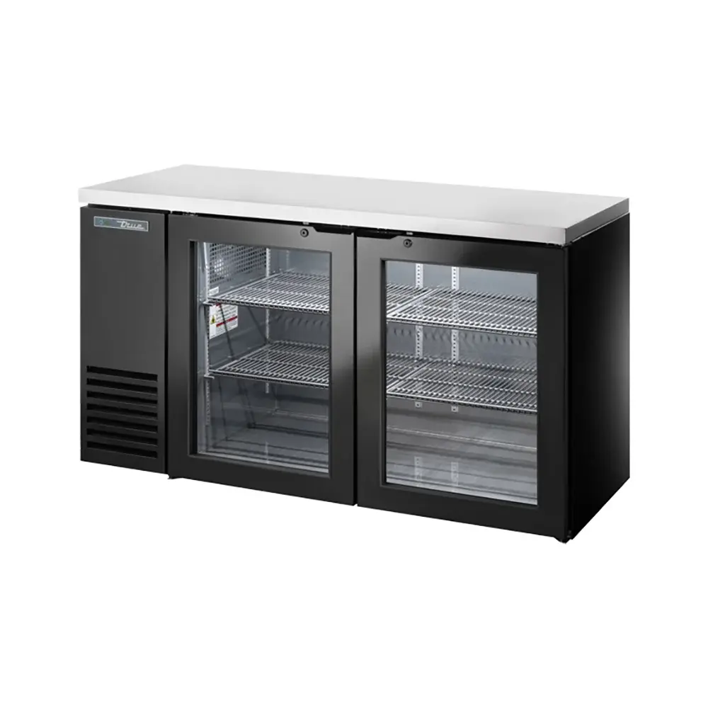 True TBB24-60-2G-Z1-SFT-B-1 60 1/8" Bar Refrigerator - 2 Swinging Glass Doors, Black, 115v
