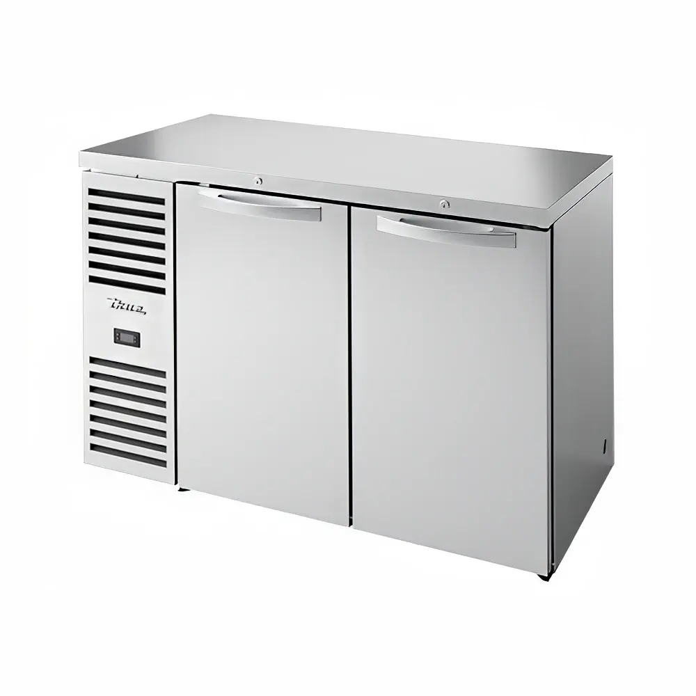 True TBR52-RISZ1-L-S-SS-1 52" Bar Refrigerator - Swinging Solid Doors, Stainless, 115v